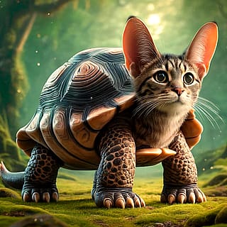 Whimsical turtle-cat'