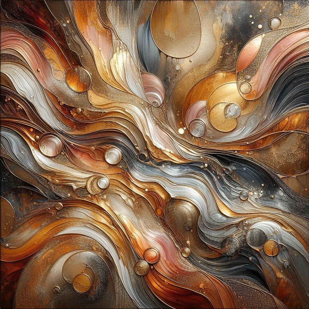 Abstract stuff with „molten material“ and cosmic geometric forms picture 1 of 17