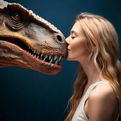 Various AI's won't show a woman's foot in a T-Rex's nostril picture 1 of 4