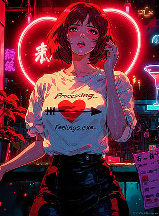 Processing... Feelings.exe 💖 | My Retro Anime Valentine Concept!'