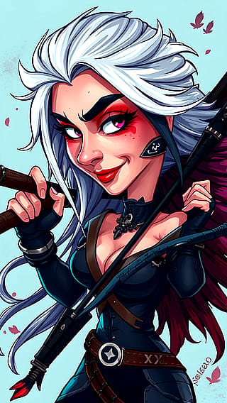 Geralt of Rivia (The Witcher) x Selene (Underworld) Caricature'