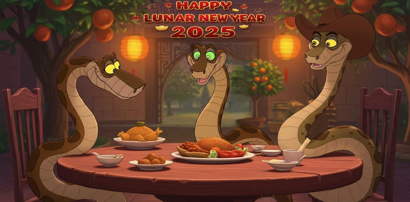 Happy Year of the Snake from Sir Hiss, Kaa, and Rattlesnake Jake created by GoogleFX picture 1 of 1