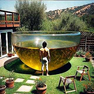 Olive Oil pool in backyard'