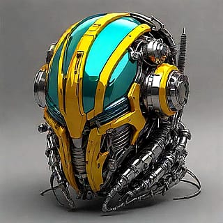 an cybertechnologic post-apocalyptic insectoid helmet'