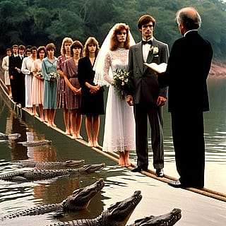 An old photo of a young couple getting married'