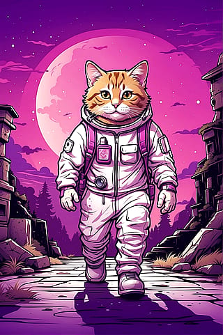 Astronaut cat for iPhone wallpapers'