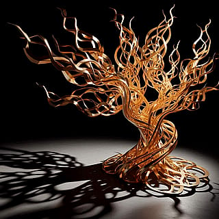 "An abstract tree made of gold that could hurt if you touched it"'