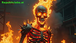 Skeleton Warrior on Fire'