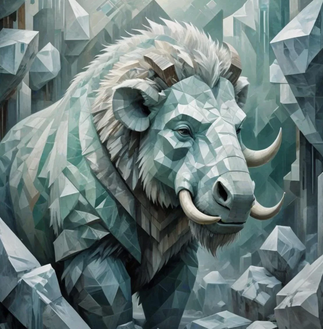 Icy blue cubist style mammoth picture 1 of 1