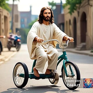 Jesus on a tricycle'