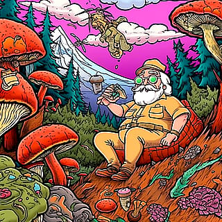 Wilford Brimley eats a magic mushroom'