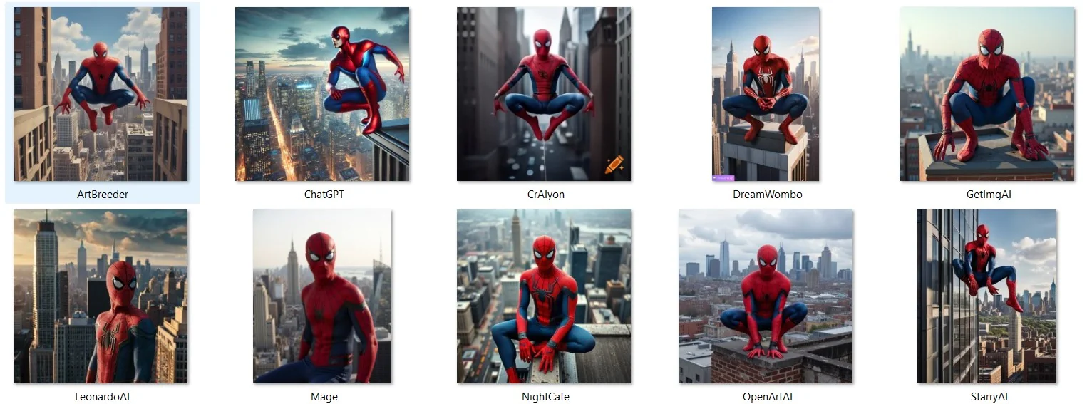 Comparing AI sites with a Spider-Man prompt picture 10 of 11