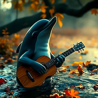 Dolphin playing guitar'