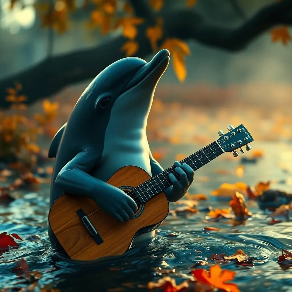 Dolphin playing guitar picture 1 of 1