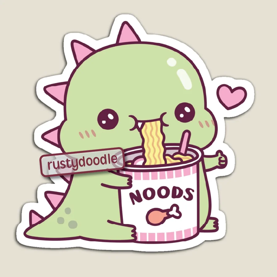 A dinosaur eating noodles. picture 4 of 4