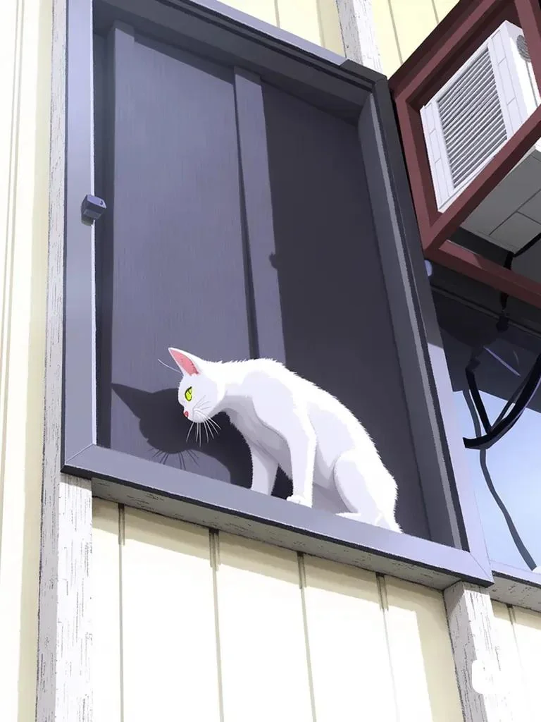 I tried generating an image of my cat trying to escape my window using Weights.gg in a Studio Ghibli art style. Result turned out so cute! picture 1 of 2