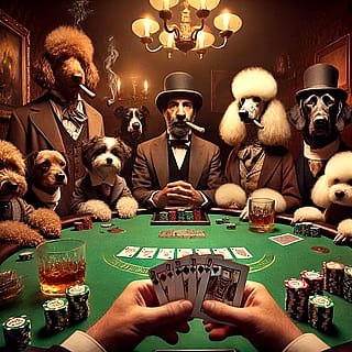 Dogs playing poker'