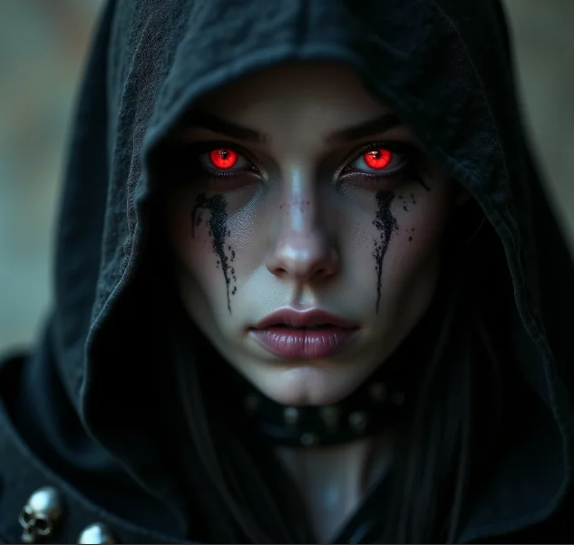 hyper realistic close up of a dark elf woman. picture 1 of 1