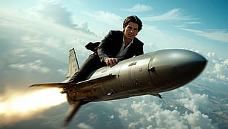 Tom Cruise riding a cruise missile'