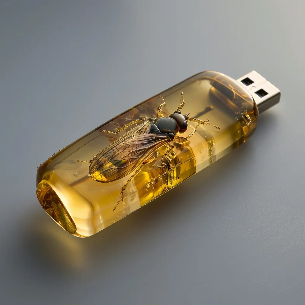 Amber USB stick with insect inside picture 1 of 5