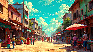 An Indian street market scenery'