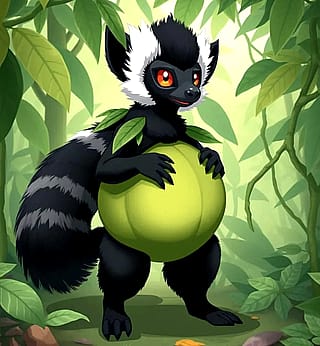 Lemur hunting for berries was what I put, the ai gave me a lemur with it’s body being part berry'