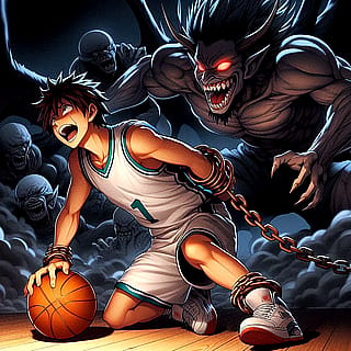 A Basketball player being forced to play by mythical creature. How would he escape?!'