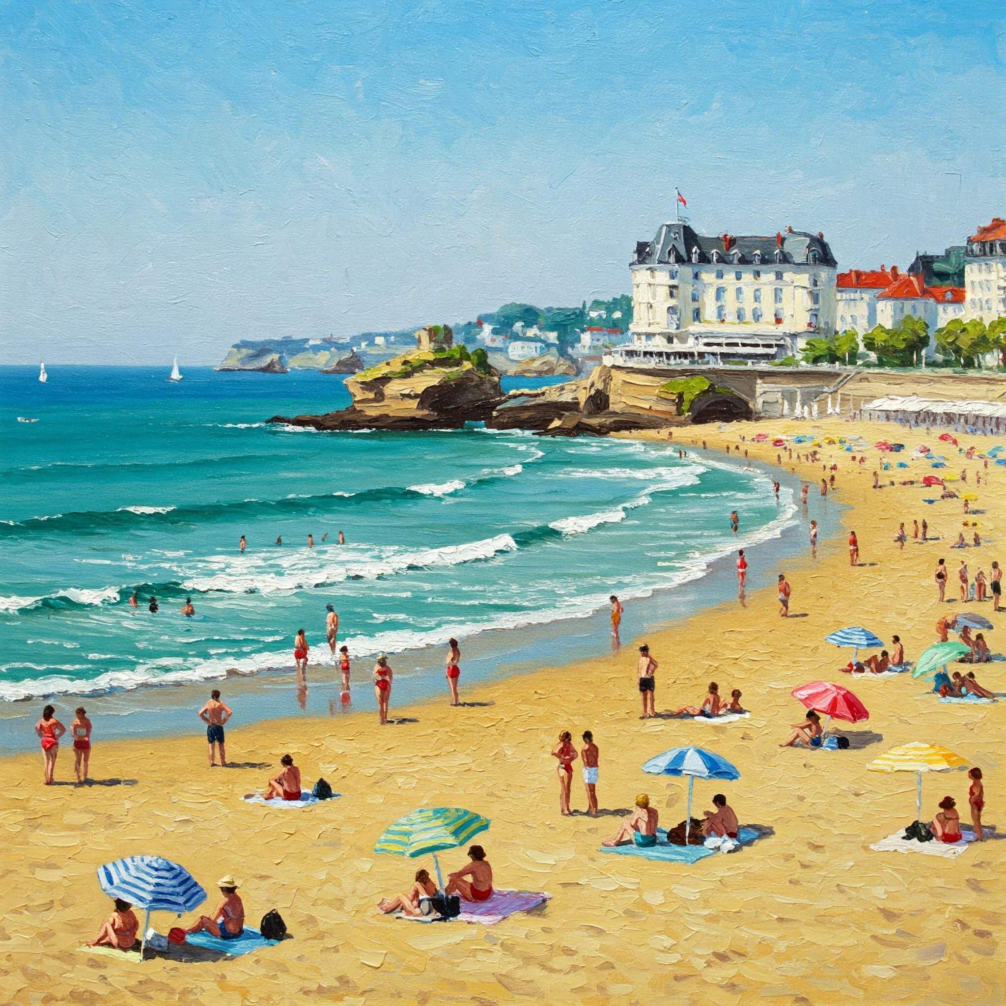 Biarritz, France Beach Impressionist Oil Painting picture 1 of 1