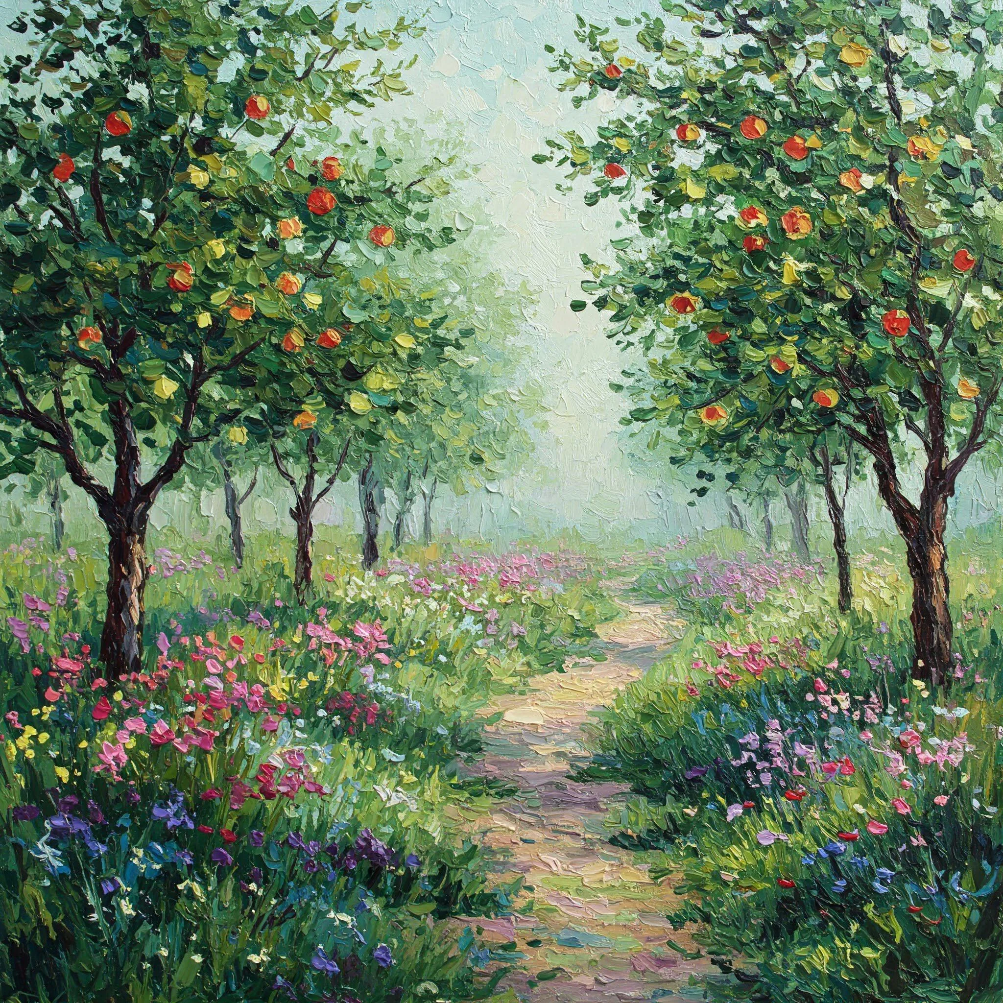 Apple Orchard Impressionist Oil Painting picture 1 of 1