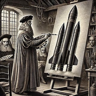 Leonardo da Vinci's Rocket fantasies (1890 Gustave Dore engraving)'