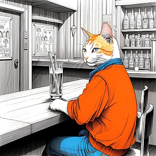 Cat at a bar'