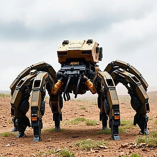 A Mark IV Tarantula Heavy Assault Unit demonstrating its characteristic intimidation pose during field exercises'