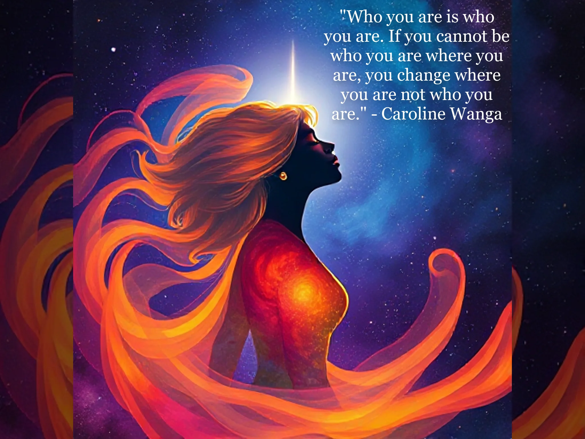 Used DeepAI to create an image that would go with one of my favorite quotes. "Who you are is who you are. If you cannot be who you are where you are, you change where you are not who you are." - Caroline Wanga picture 1 of 2