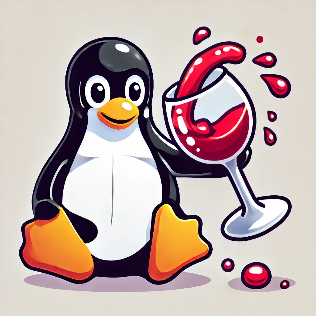 open ai's sad attempt at making tux holding an overflowing glass of wine picture 1 of 1