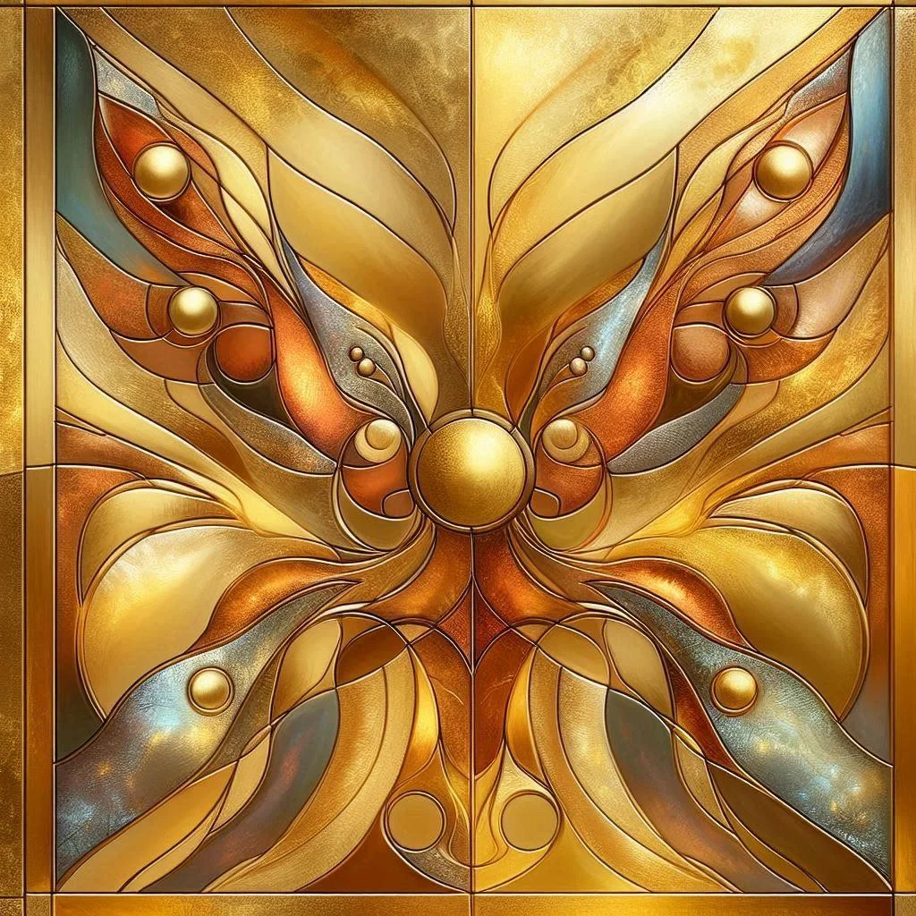 Symmetric and organic forms with gold and copper picture 3 of 6