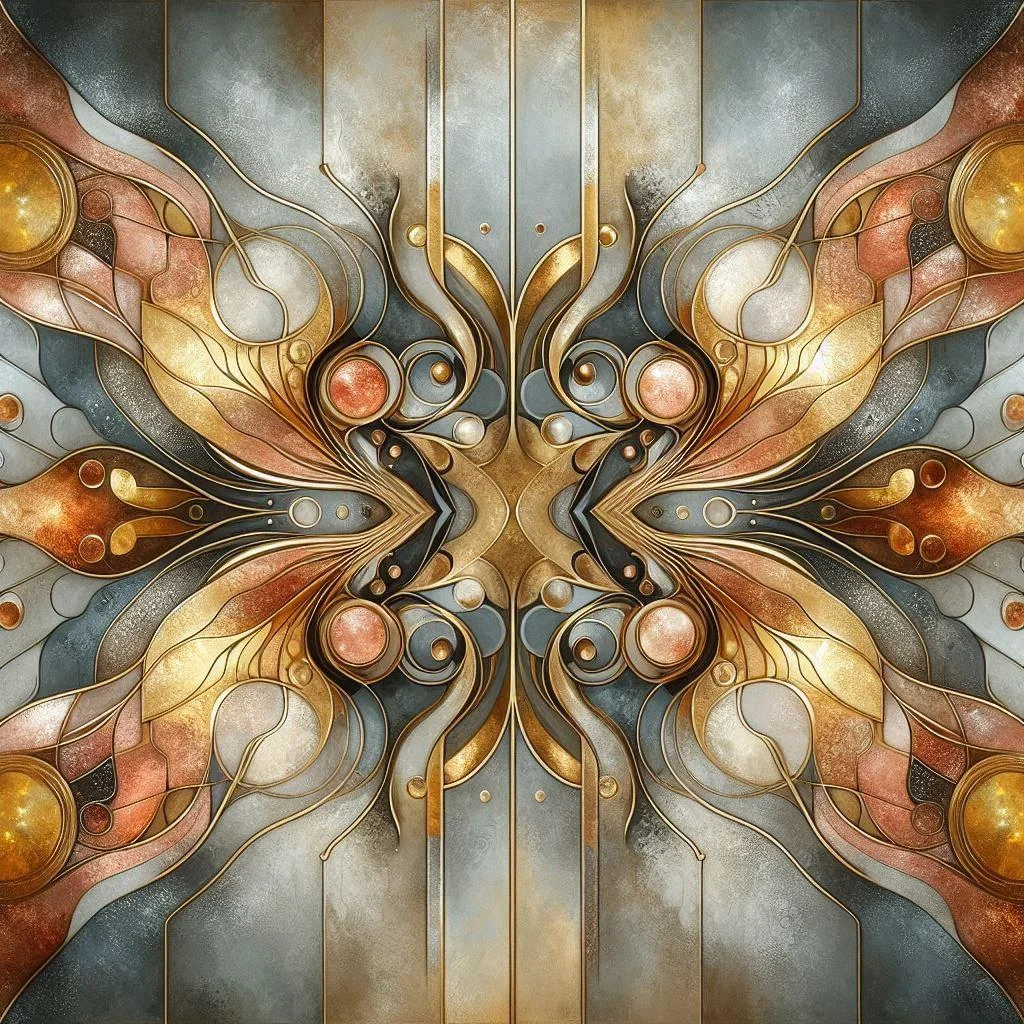 Symmetric and organic forms with gold and copper picture 5 of 6