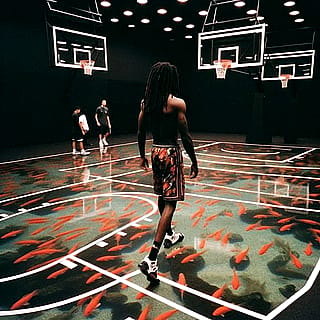 Indoor basketball court aquarium floor'