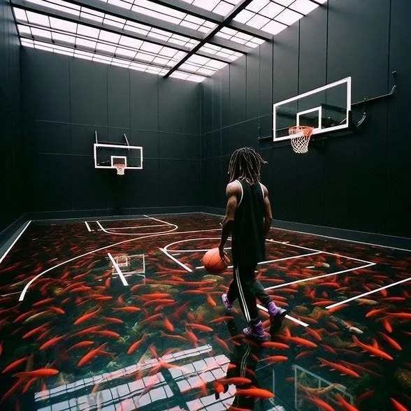 Indoor basketball court aquarium floor picture 2 of 3