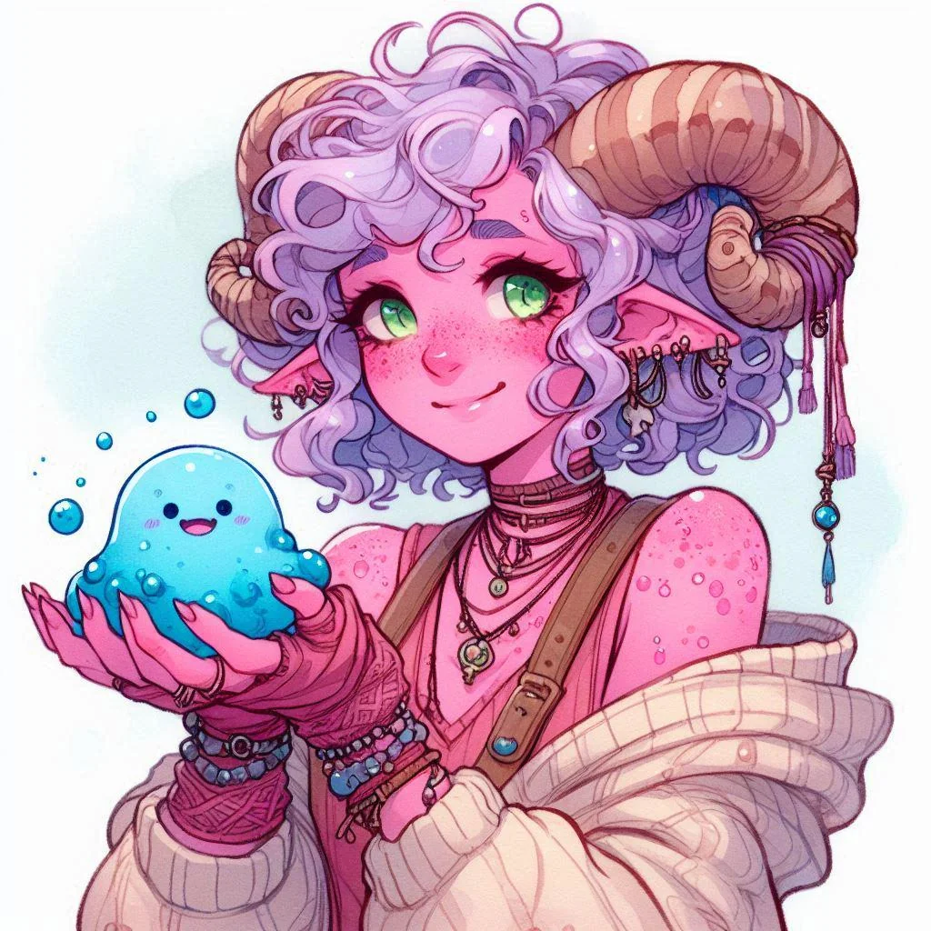 Tiefling and her slime friend picture 1 of 1