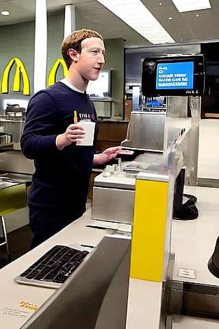 Mark Zuckerberg working at McDonald’s'