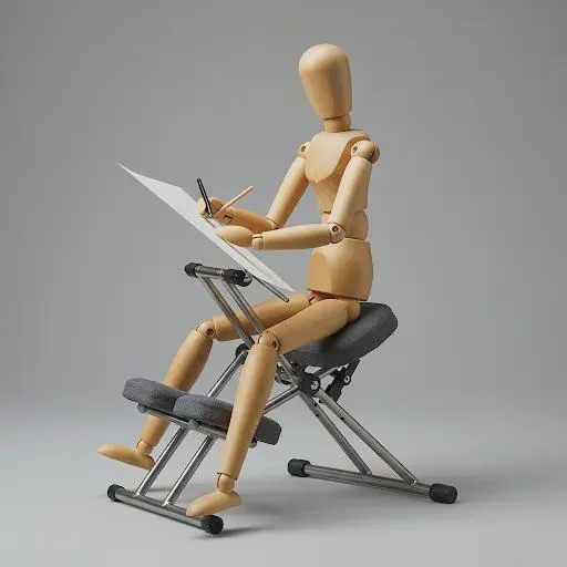 Wooden mannequin on kneeling chair picture 1 of 1