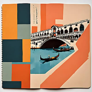 208 J. M. W. Turner - 6 January 2025 - ‘Milan to Venice’ Sketchbook - Venice: the Rialto Bridge. Cf. the large unfinished oil painting, Tate Gallery 5543. #textoimage #texttoimage #aiart #williamturner #turner #tategallery #milan #venice #rialtobridge'