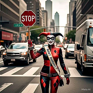 Harley Quinn Managing Traffic'