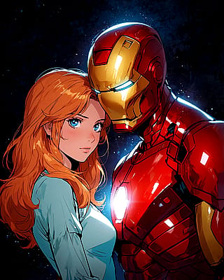 Iron Man with his new girl. Does she love him?'