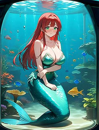 Mermaid in a aquarium'