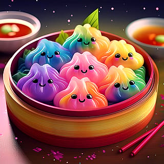 Rainbow dumplings'