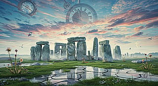 Stonehenge but in surealism'