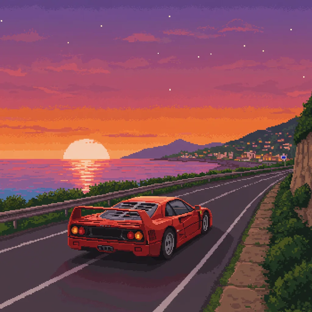 Scenic Drive (Ferrari F40, pixel art style) picture 1 of 1