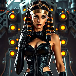 Queen Cleopatra as a futuristic femme fatale'