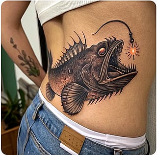 My wife misheard a phrase on Iron Chef, and I needed to know what an "Anglerfish Tramp Stamp" would actually look like.'